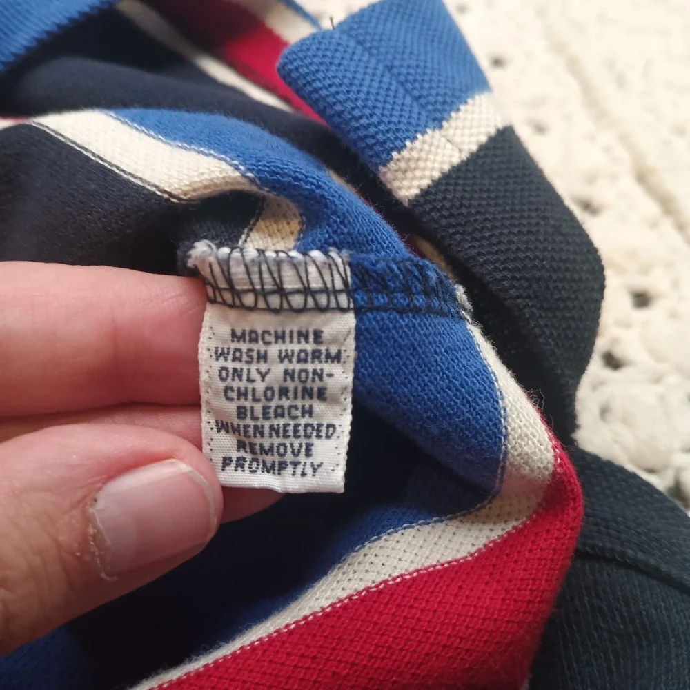 Vtg Polo Ralph Lauren Polo Shirt XL Men Blue Red White Stripe USA Pony Kanye Y2K